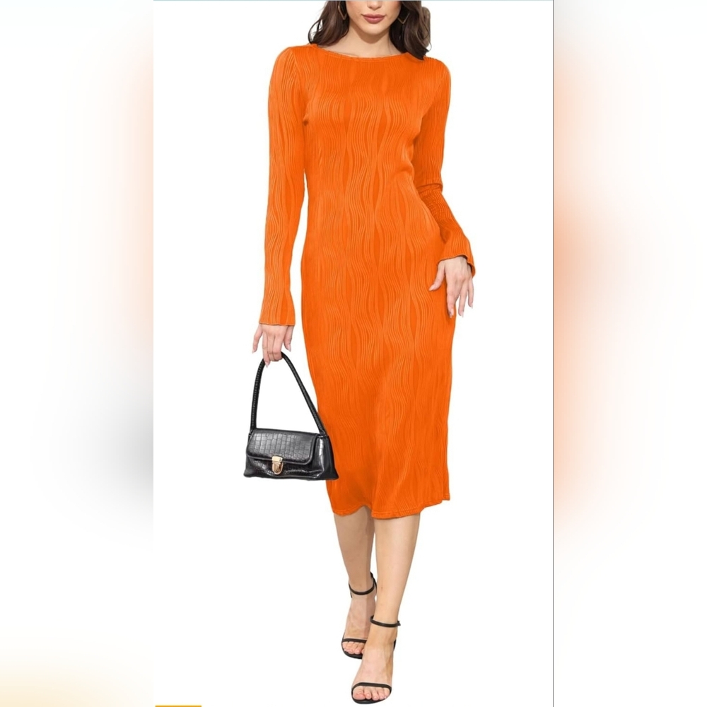 Vibrant Orange Long Sleeve Mini Dress